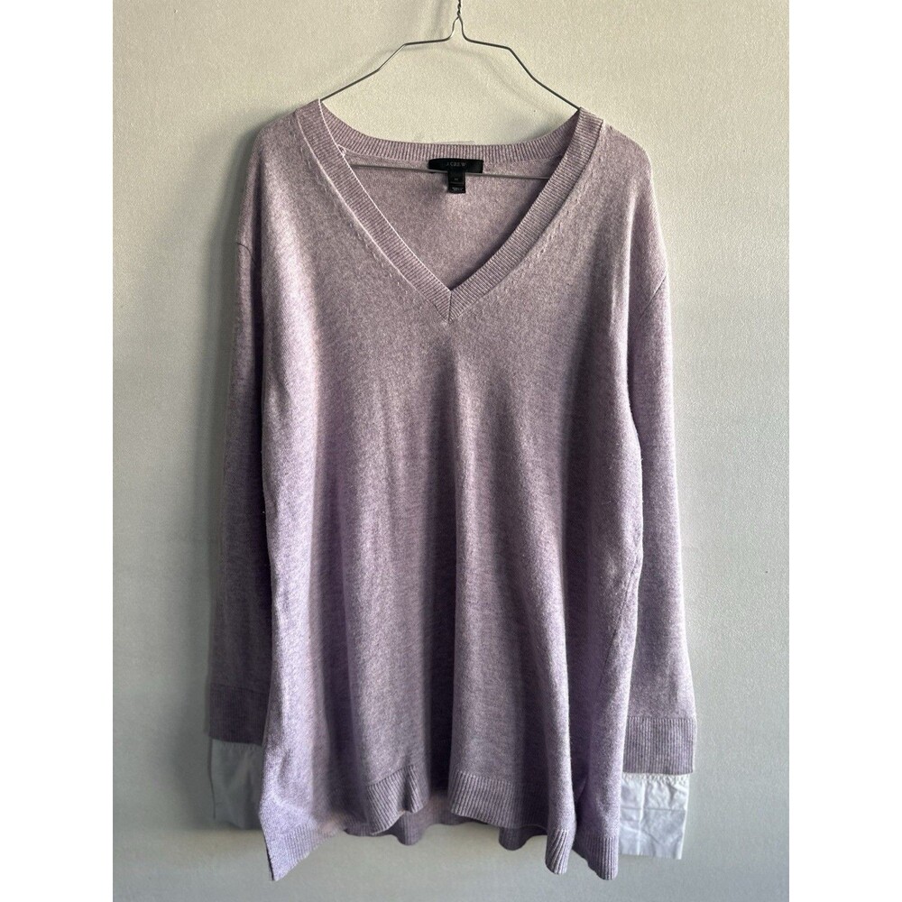 J CREW V-Neck Sweater Shirt Cuffs Orchid Lavender Sz M Prep Old Money Acedemia